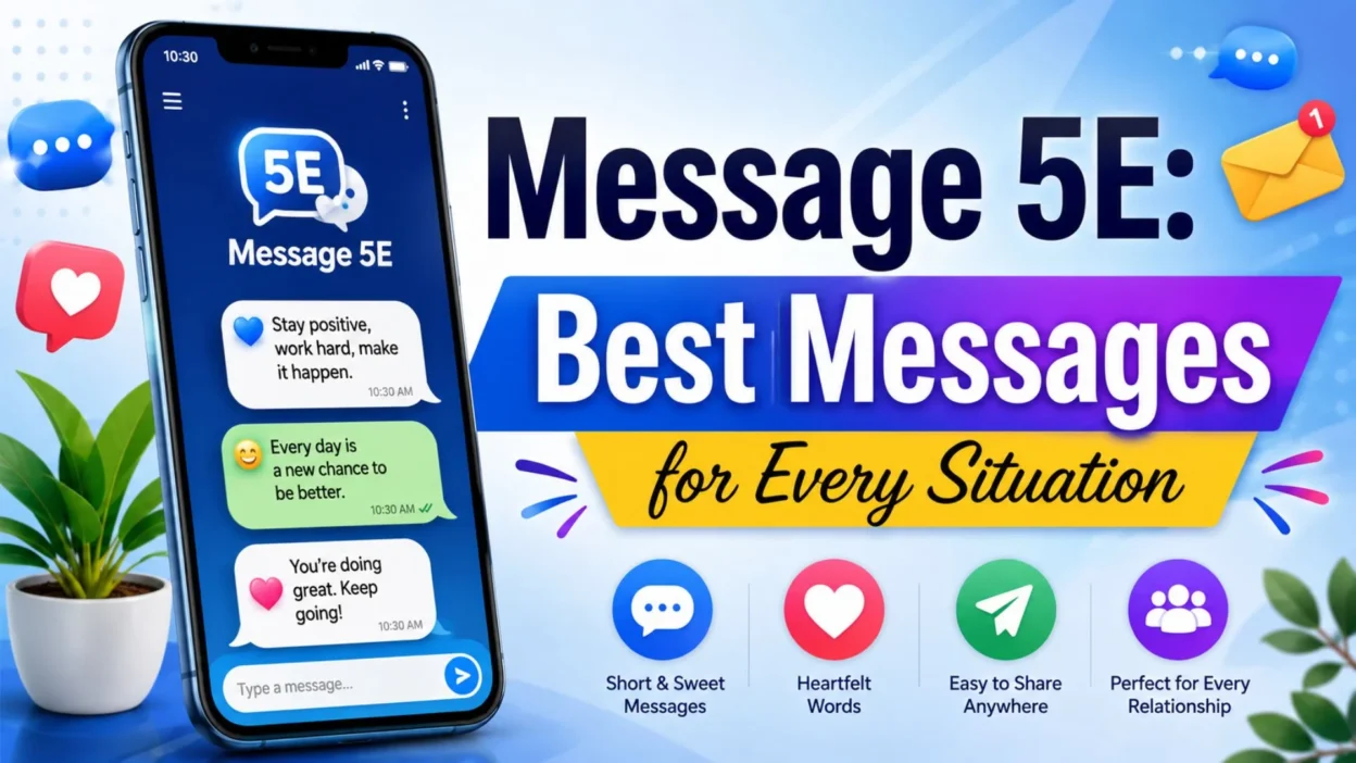 Message 5E app interface with inspiring chat messages and colorful icons for everyday communication and message sharing