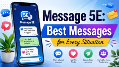 Message 5E app interface with inspiring chat messages and colorful icons for everyday communication and message sharing