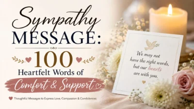 Sympathy message graphic with candle, flowers, and heartfelt words of comfort and support for expressing sincere condolences