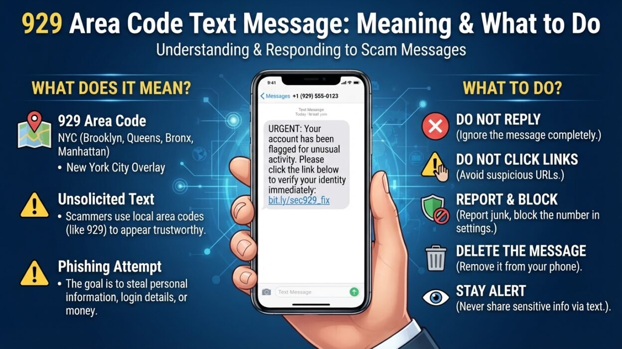 929 area code text message meaning and what to do