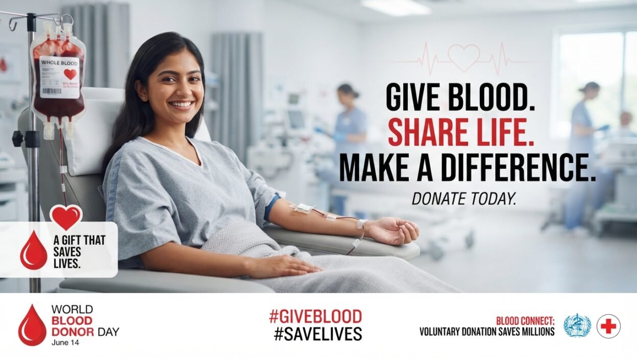 Blood message with caring blood donation and urgent help theme