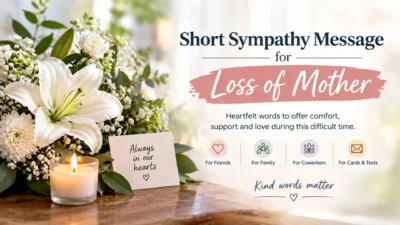 Short sympathy message for loss of mother with flowers and candle