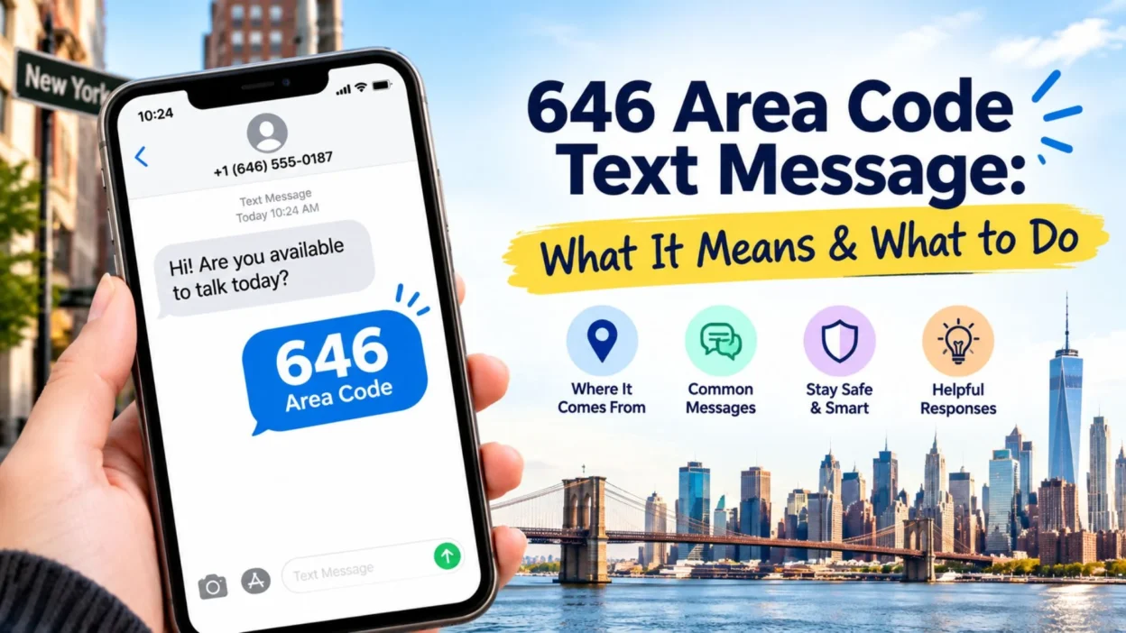 646 area code text message guide showing what it means and how to respond safely.