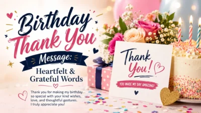 Birthday thank you message with heartfelt and grateful words for special birthday wishes