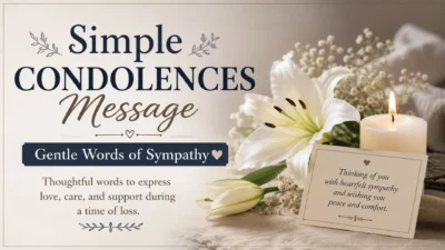 Simple condolences message with gentle words of sympathy and comfort