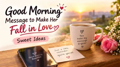 Good morning message ideas with coffee, roses, and a romantic sunrise
