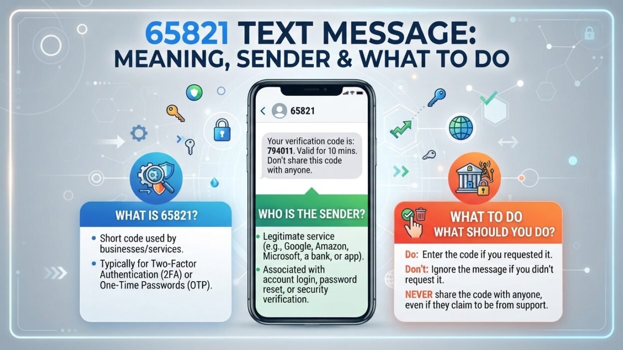 65821 text message meaning, sender details, and safe steps to take