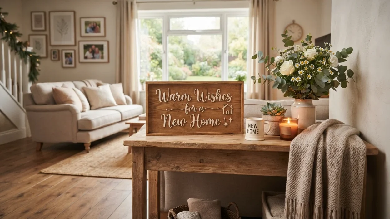 House warming message with warm wishes for a new home 🏡✨